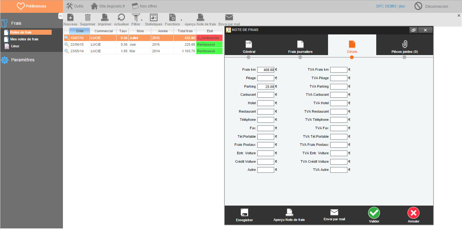 Logiciel gestion frais