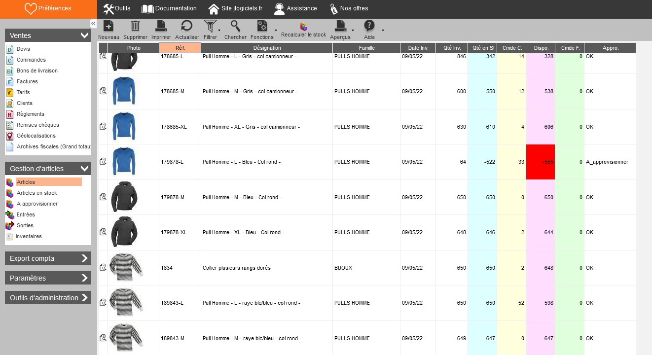Tableau articles