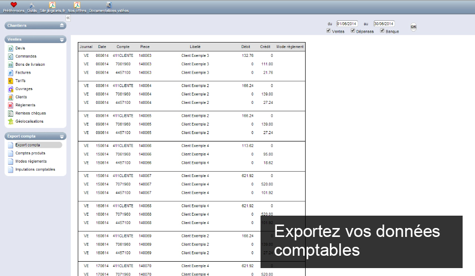 Export comptable