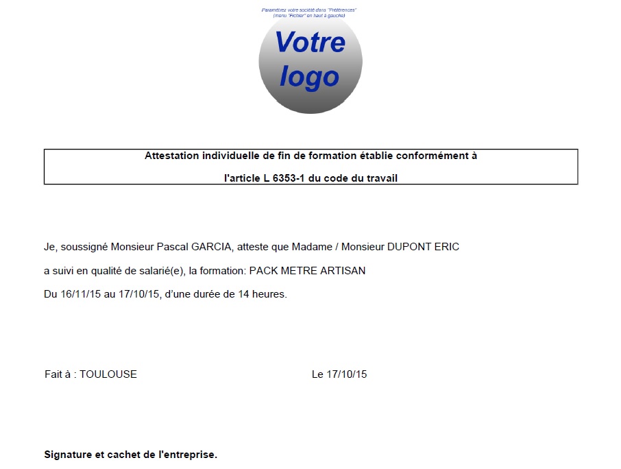 Fiche attestation