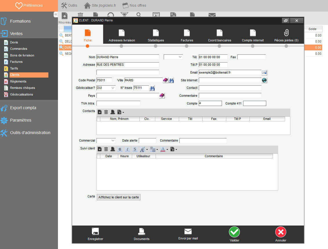 Fiche client