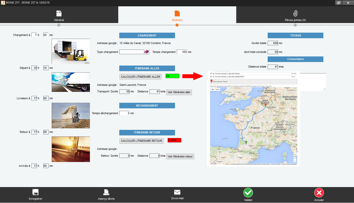 Golocalisation planning livraison transport