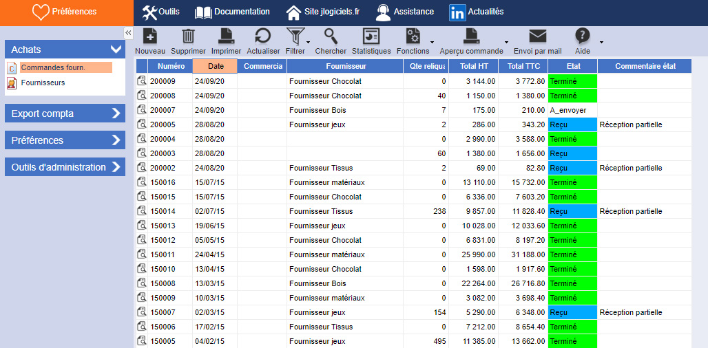 Fiche commande fourn.