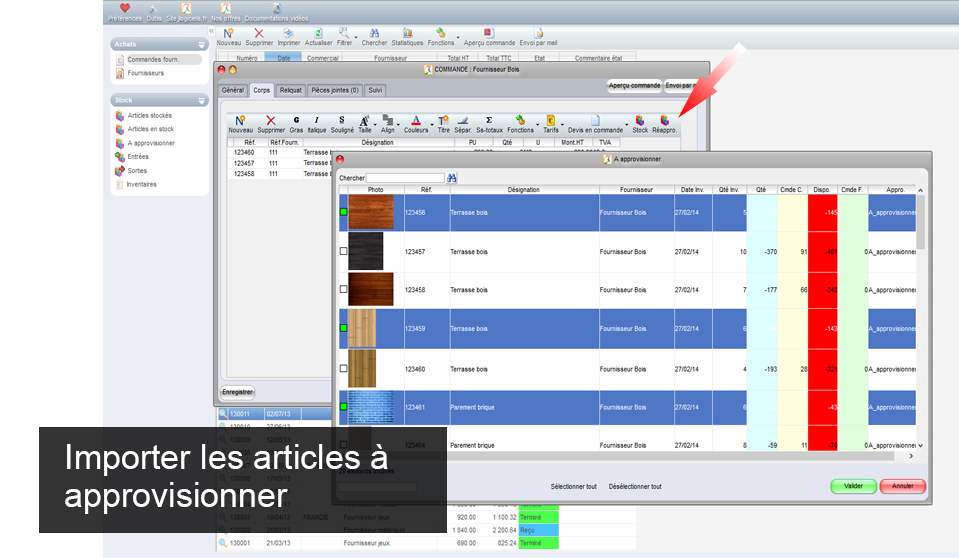 Commande  approvisionner